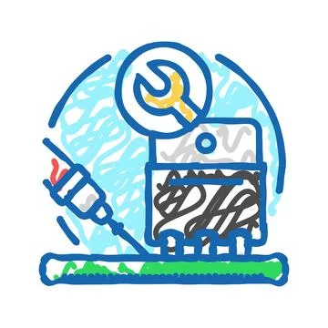 Transistor installation electronics icon doodle illustration Stock Illustration