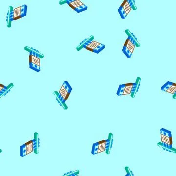 Transistor installation electronics isometric icon seamless pattern Stock Illustration