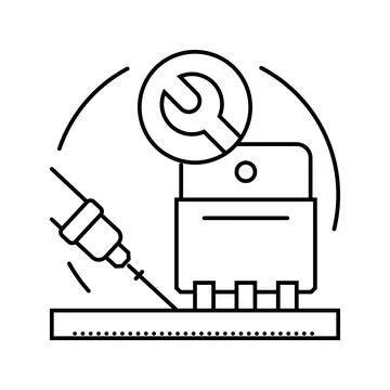 Transistor installation electronics line icon vector illustration Illustrazione stock