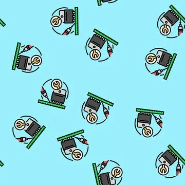Transistor installation electronics vector seamless pattern Stock Illustration