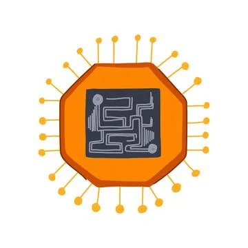 Transistor microchip cartoon vector illustration Ilustración de archivo