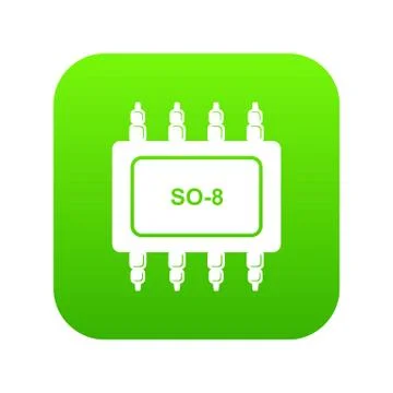 Transistor microchip icon green vector Illustrazione stock