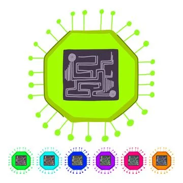 Transistor microchip vector cartoon graphic Ilustración de archivo