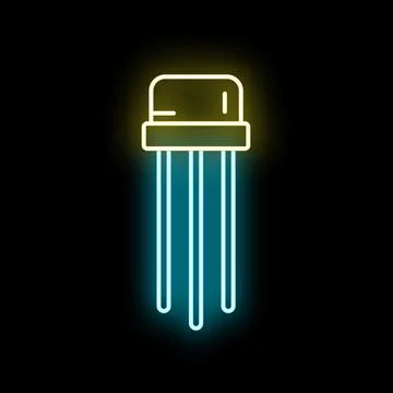 Transistor neon glowing electric component digital icon Stock Illustration