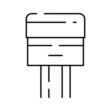 Transistor semiconductor electronic component line icon symbol Stock Illustration