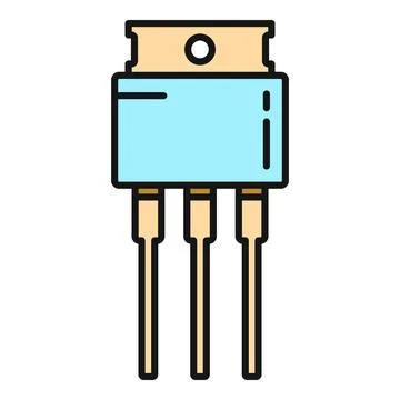 Transistor semiconductor electronic component outline flat icon 库存插图
