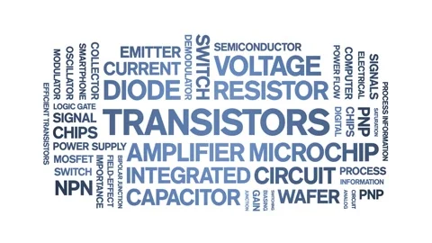 Transistors animated word cloud,animation tag kinetic typography seamless loop. Video stock 325037067
