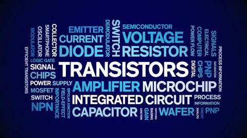 Transistors animated word cloud,animation tag kinetic typography seamless loop. Stock Footage 325037156