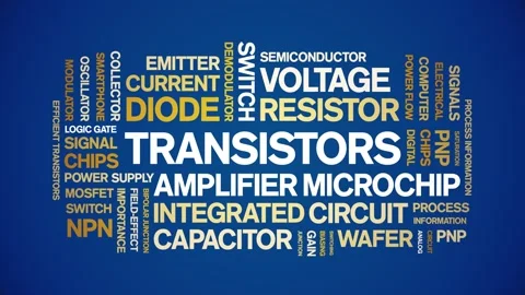 Transistors animated word cloud,animation tag kinetic typography seamless loop. Stock Footage 325037713