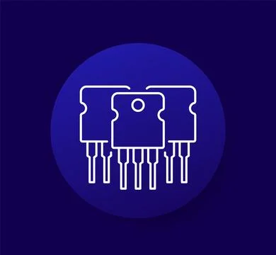 Transistors icon, electronic components line vector Stock Illustration