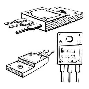 Transistors isolated on white background. Stock Illustration