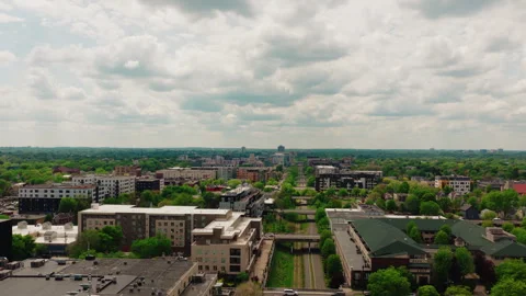 Transit Oriented Development Aerial Midrise Housing Along City Corridor Stock Footage 346005131