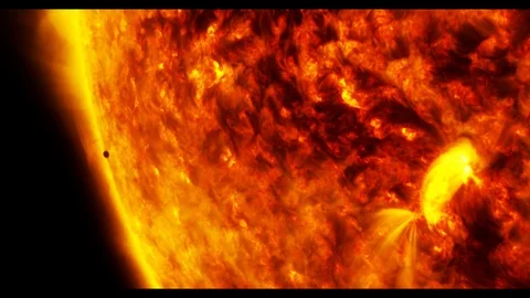 The transit of a planet across the disk of the Sun Stock Footage