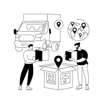 Transit warehouse abstract concept vector illustration. 스톡 일러스트