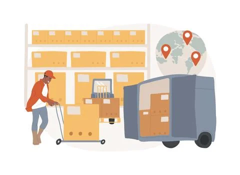 Transit warehouse isolated concept vector illustration. Ilustración de archivo