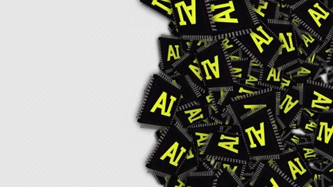 Transition AI Microchips Animation on Alpha Channel, Looped Stock Footage 276500720