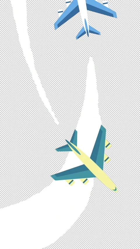Transition with airplanes on a transparent alpha channel background Stock Footage 314745708