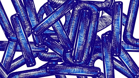 Transition animation with metal chain links on a white background. Hand-drawn 스톡 동영상 339022202