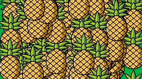 Transition animation of pineapples clumping together, scattering, and enlarging  Stock Footage 330443194