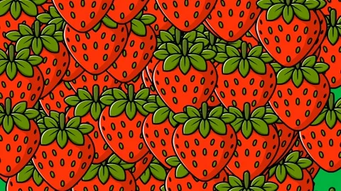 Transition animation of strawberries clumping together, scattering, and enlargin Stock Footage 330443195