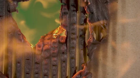 Transition Burning Cardboard Stock Footage 172368805