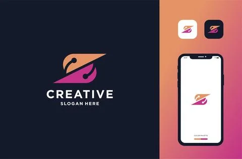 Transition circuit logo design branding inspiration Stock Illustration