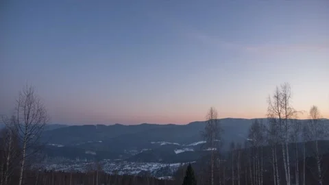 The transition from day to night in the mountains Video stock 152856300