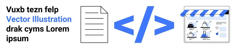 Transition from Document to Code and Online Storefront Concept 스톡 일러스트