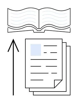 Transition from Document to Open Book Indicating Knowledge Sharing and Info.. Stock Illustration