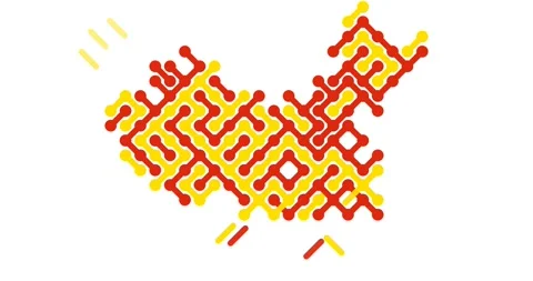 Transition Effect Graphics Depicting Diagonals for China Map Stock Footage 326833421