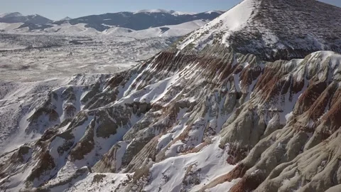 Transition from mountains to desert Stock Footage 166128556