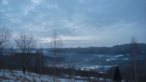 The transition from night to day in the mountains Video stock 152856237