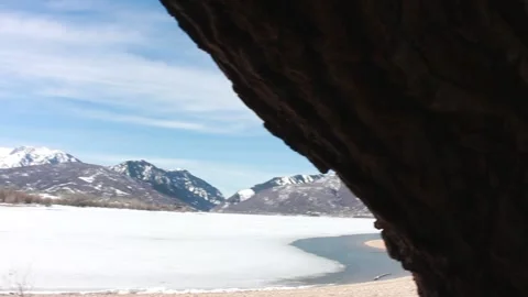 Transition Pan of Lake Through Tree in Utah Stock Footage 210541548