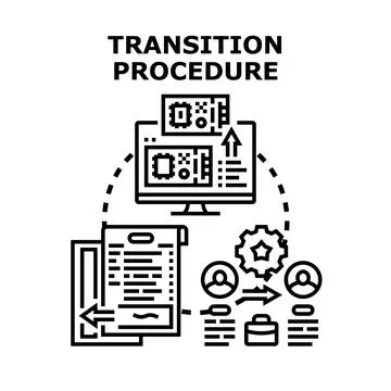 Transition procedure for business process and system migration Stock Illustration