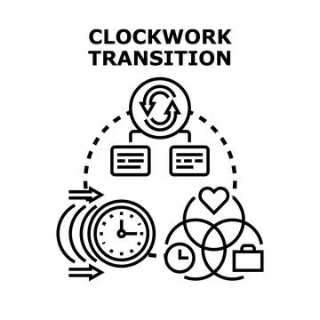 Transition process connecting time, life and work concept Ilustração Stock