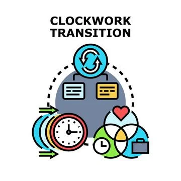 Transition process connecting time, life and work concept Ilustração Stock