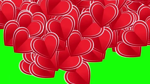 Transition of red hearts on a green screen background for video editing. Love Stock-Footage 150471424