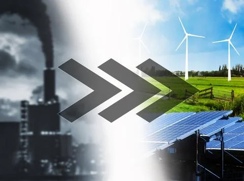 Transition to renewable energy future Stock Photos
