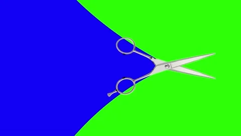 Transition with scissors cutting the scene Video stock 239181199