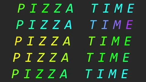 Transition shift animation with rainbow text pizza break Video stock 146380594