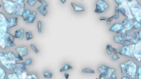 Transition showing ice crystals shattering and fragments scattering Video stock 341497450