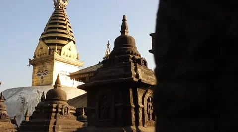 Transition by slider to Stupa at Monkey Temple Stock Footage 59181937