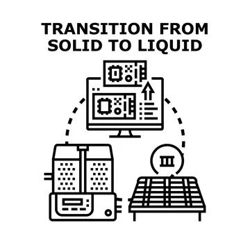 Transition from solid to liquid process analysis Stock Illustration