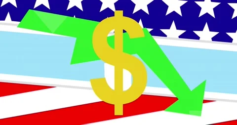 An transition template of the depreciation of the dollar Stock Footage 164639204