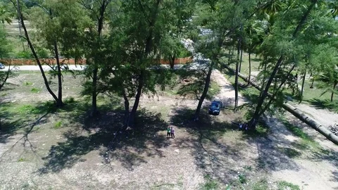 A transition view between land and coastal landscape. Video stock 80011336