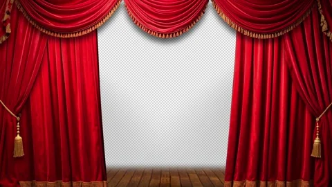 A transition where a red curtain opens and closes from side to side Stock Footage 341545883