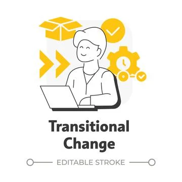 Transitional change flat outline concept icon Illustrazione stock