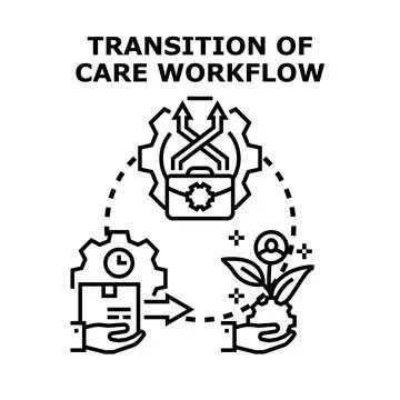 Transitioning care workflow process medical collaboration Stock Illustration