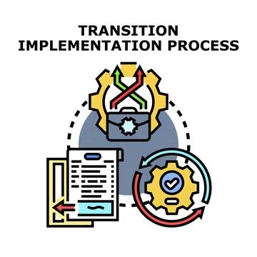 Transitioning implementation process and business strategy development Stock Illustration