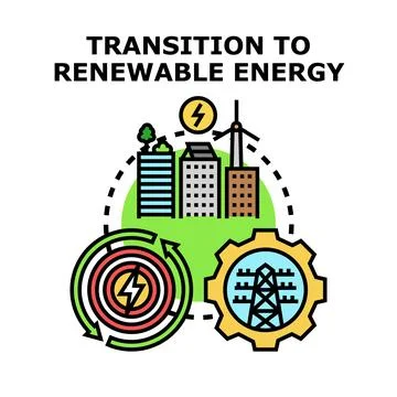 Transitioning to renewable energy system and sustainable city Stock Illustration